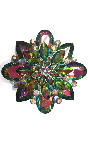 06672 Green AB Crystal Chunky Flower brooch