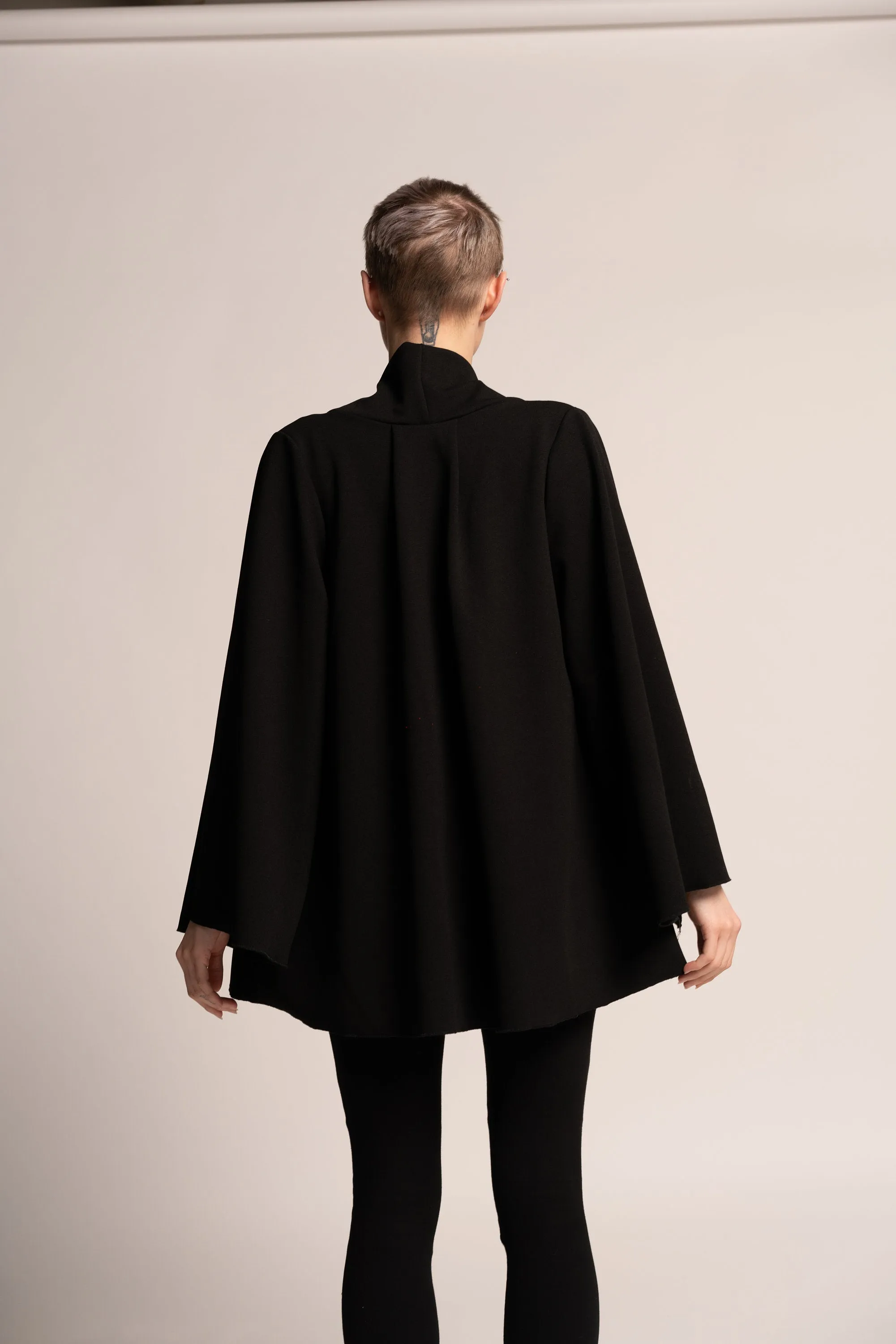 A-Line Black Kimono Cape Jacket