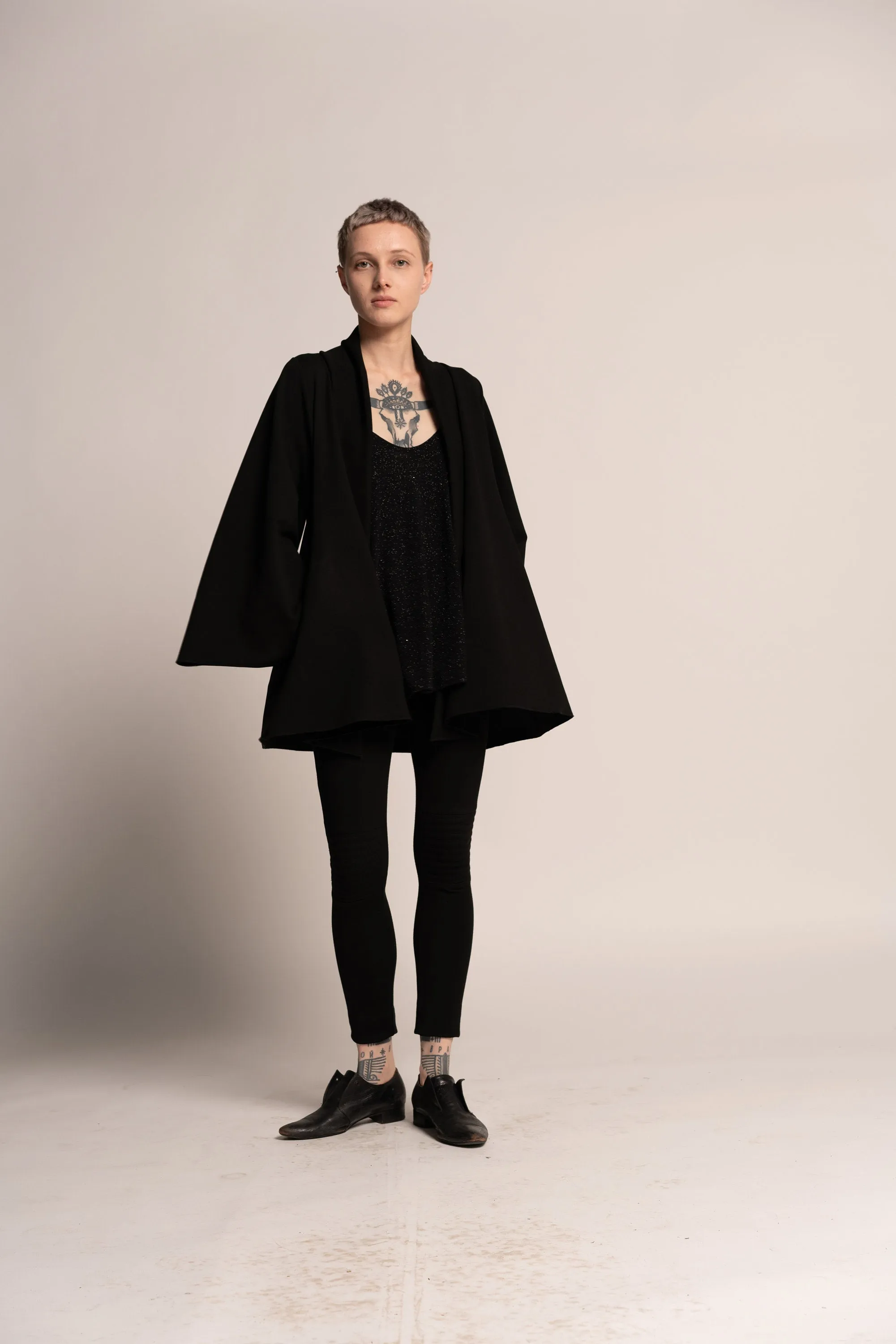 A-Line Black Kimono Cape Jacket