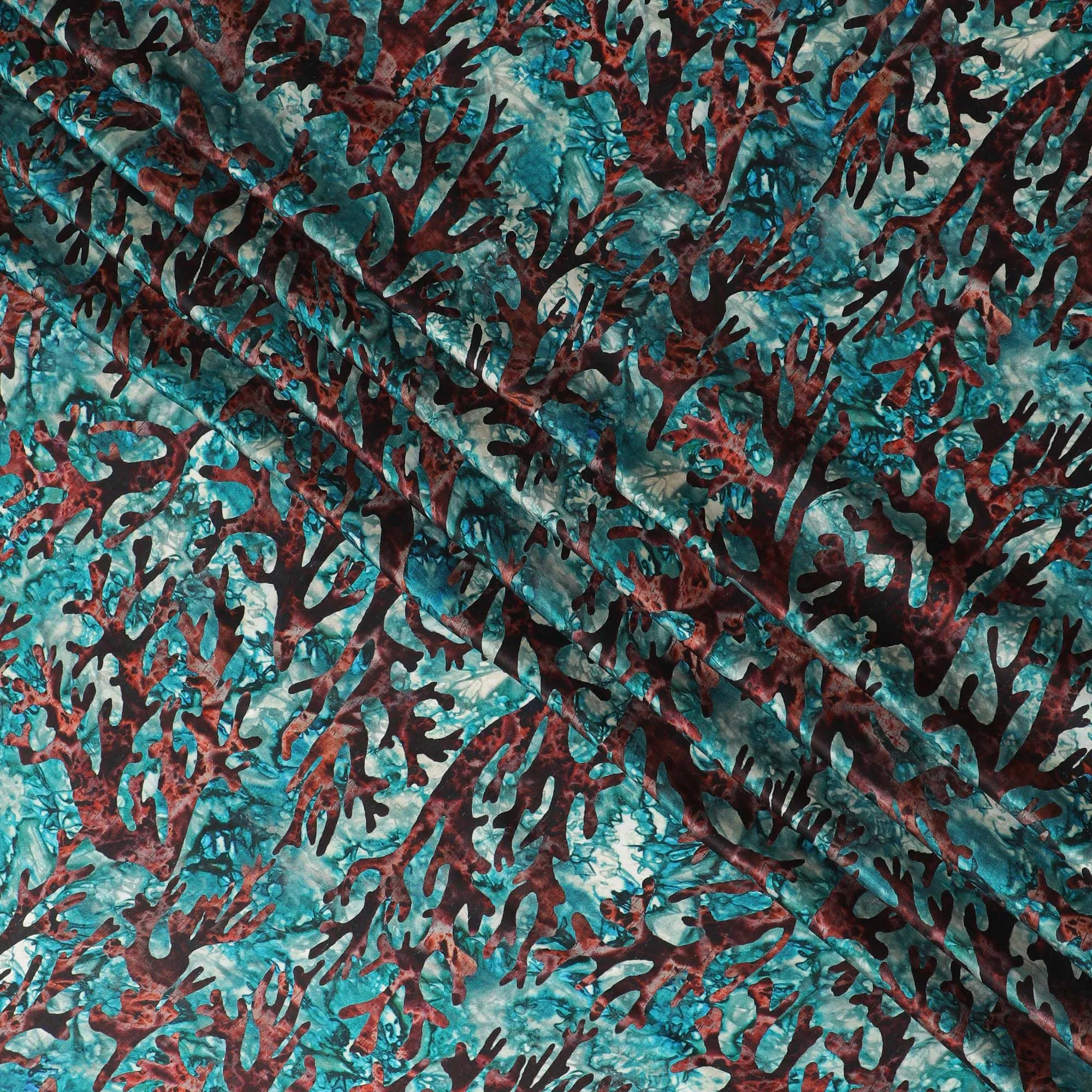 Abstract Coral Reef Silk Satin Fabric - 110cm Wide - D18286