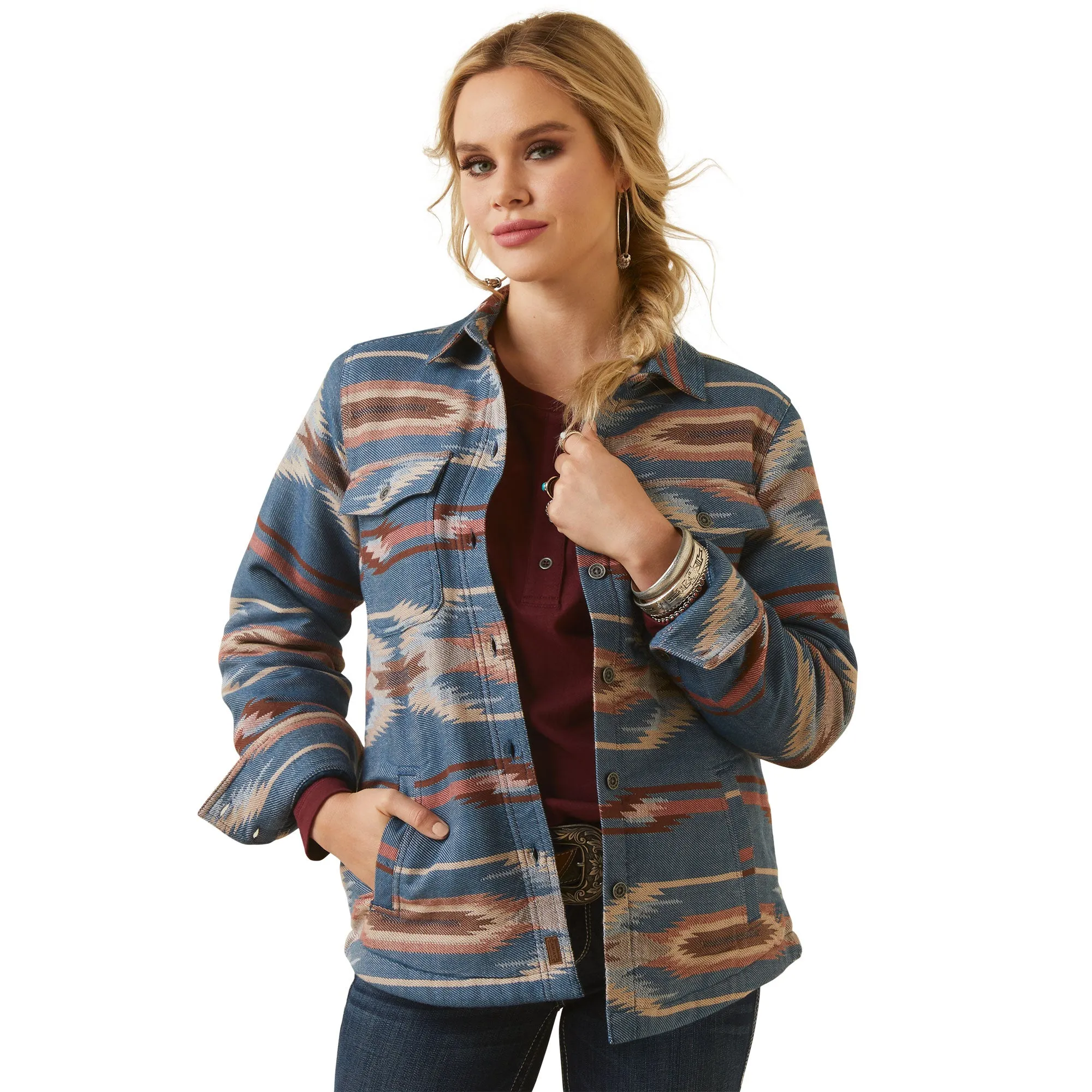 Ariat Ladies Chimayo Blue Aztec Print Shirt Jacket 10046426