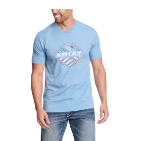 Ariat Men's Light Blue American Flag Logo Graphic T-Shirt