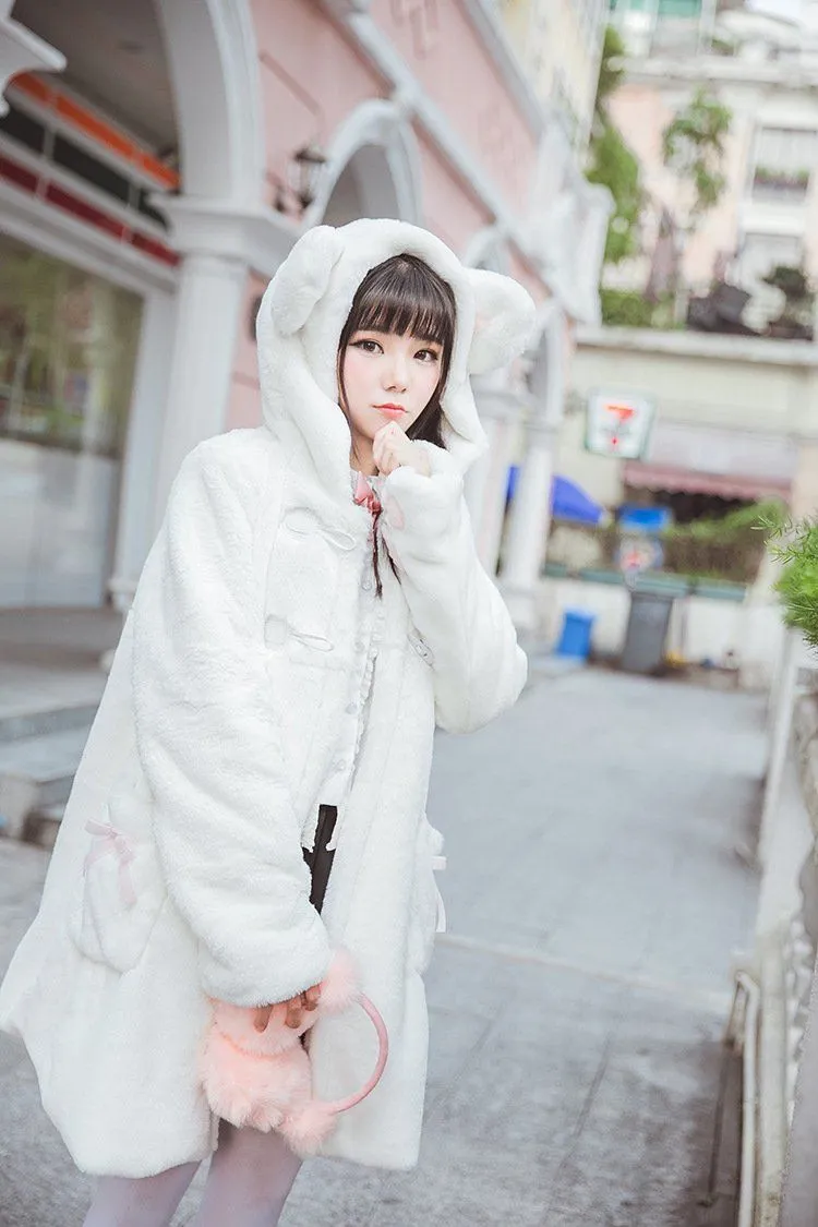 Bear Ears Hoodie Paws Sleeve Fur Coat SD00261