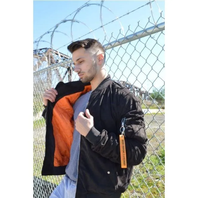 Black Faux Suede Bomber Jacket