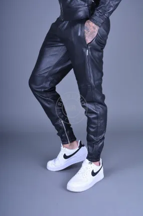 Black Leather Tracksuit Pants