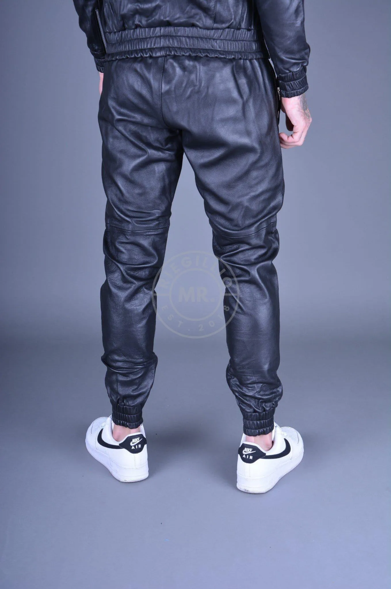 Black Leather Tracksuit Pants