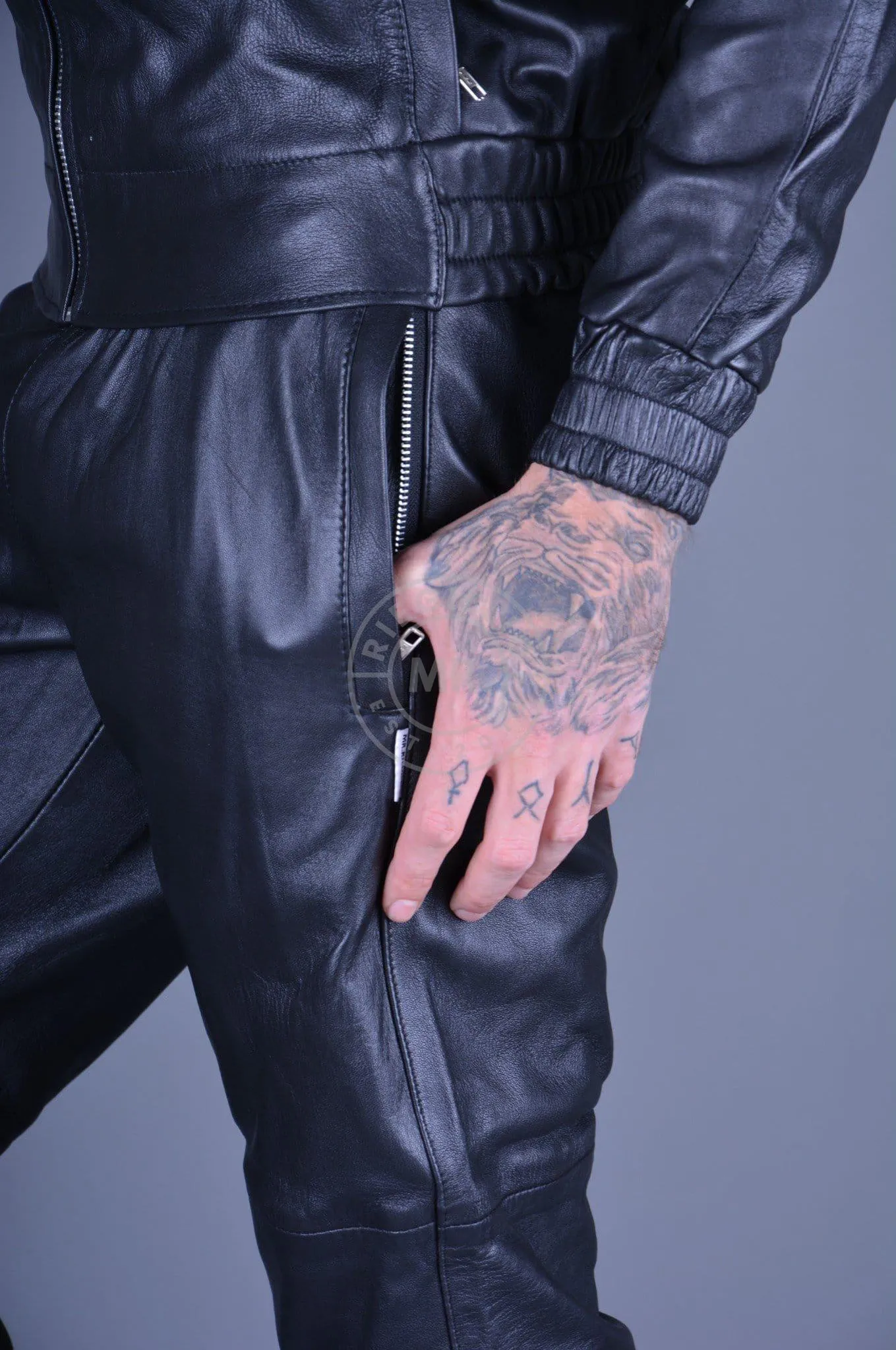 Black Leather Tracksuit Pants