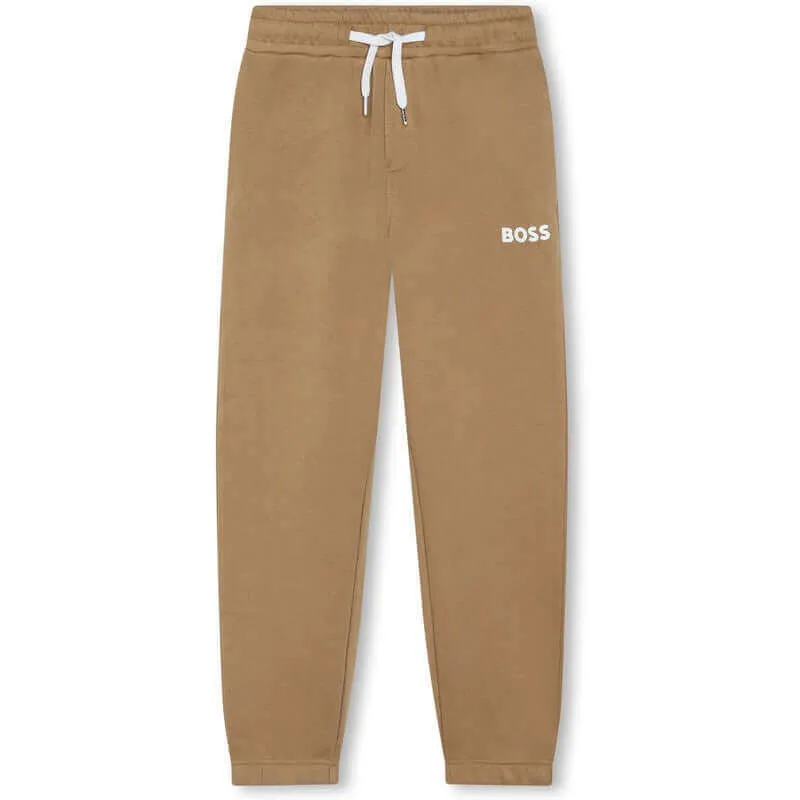 Boys Brown Logo Joggers