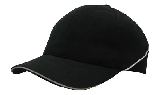 BRUSHED HEAVY COTTON CAP WITH CROWN PIPING AND SANDWICH