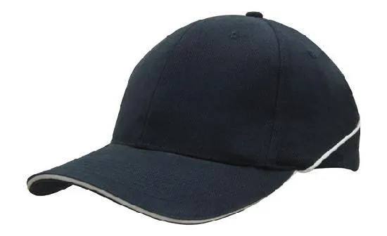 BRUSHED HEAVY COTTON CAP WITH CROWN PIPING AND SANDWICH