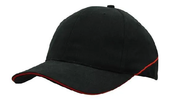 BRUSHED HEAVY COTTON CAP WITH CROWN PIPING AND SANDWICH