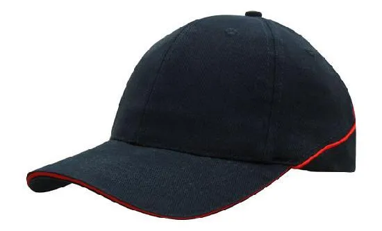 BRUSHED HEAVY COTTON CAP WITH CROWN PIPING AND SANDWICH