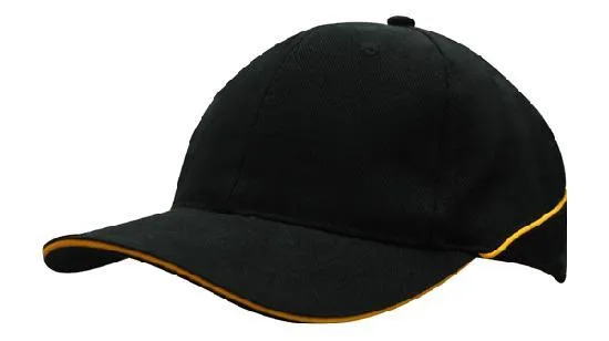 BRUSHED HEAVY COTTON CAP WITH CROWN PIPING AND SANDWICH