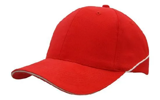 BRUSHED HEAVY COTTON CAP WITH CROWN PIPING AND SANDWICH