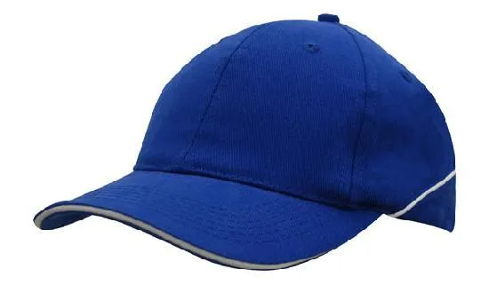 BRUSHED HEAVY COTTON CAP WITH CROWN PIPING AND SANDWICH