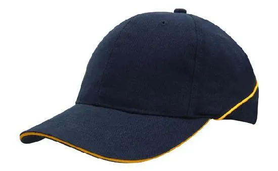 BRUSHED HEAVY COTTON CAP WITH CROWN PIPING AND SANDWICH