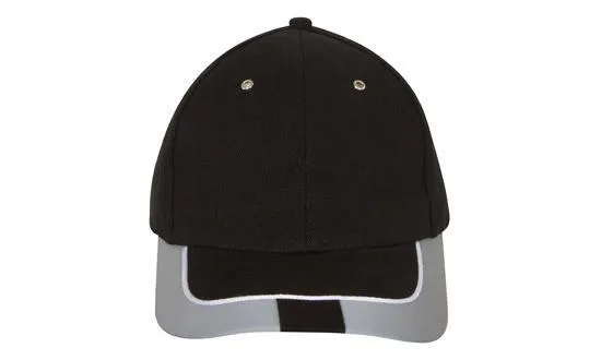 BRUSHED HEAVY COTTON CAP WITH REFLECTIVE TRIM & TAB ON PEAK