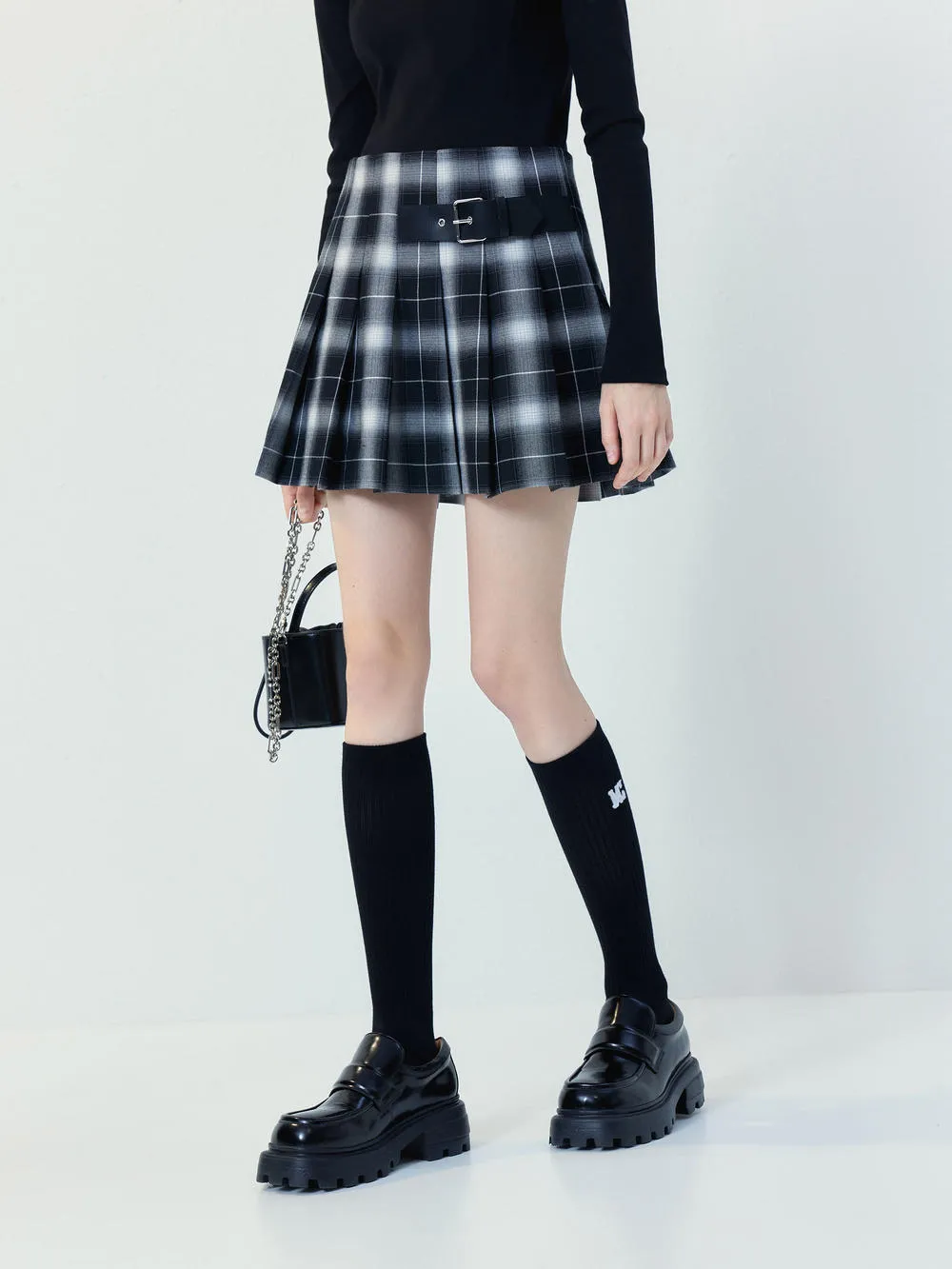 Checkered Pleated Skirt