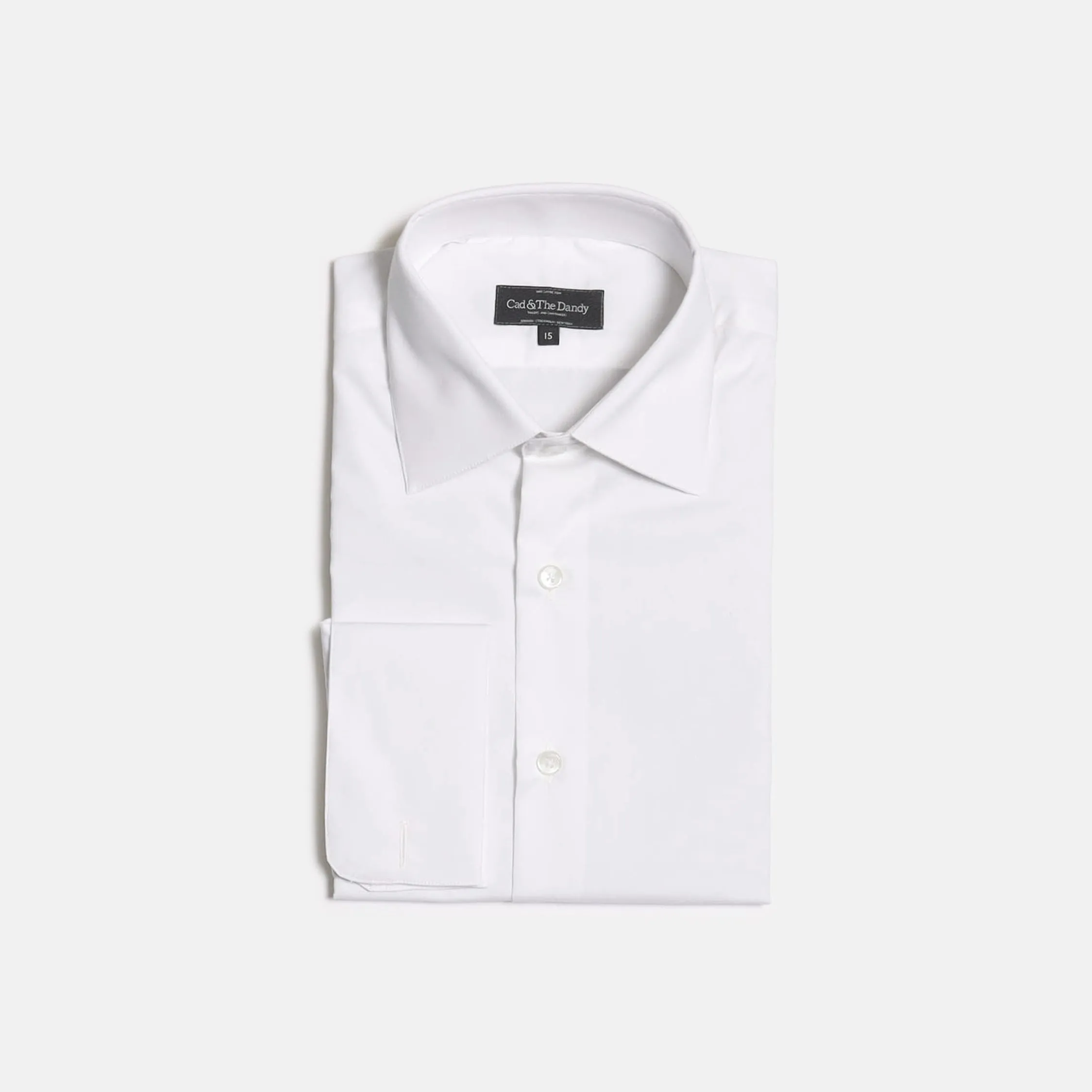 Classic Collar, Double Cuff Shirt in White Poplin