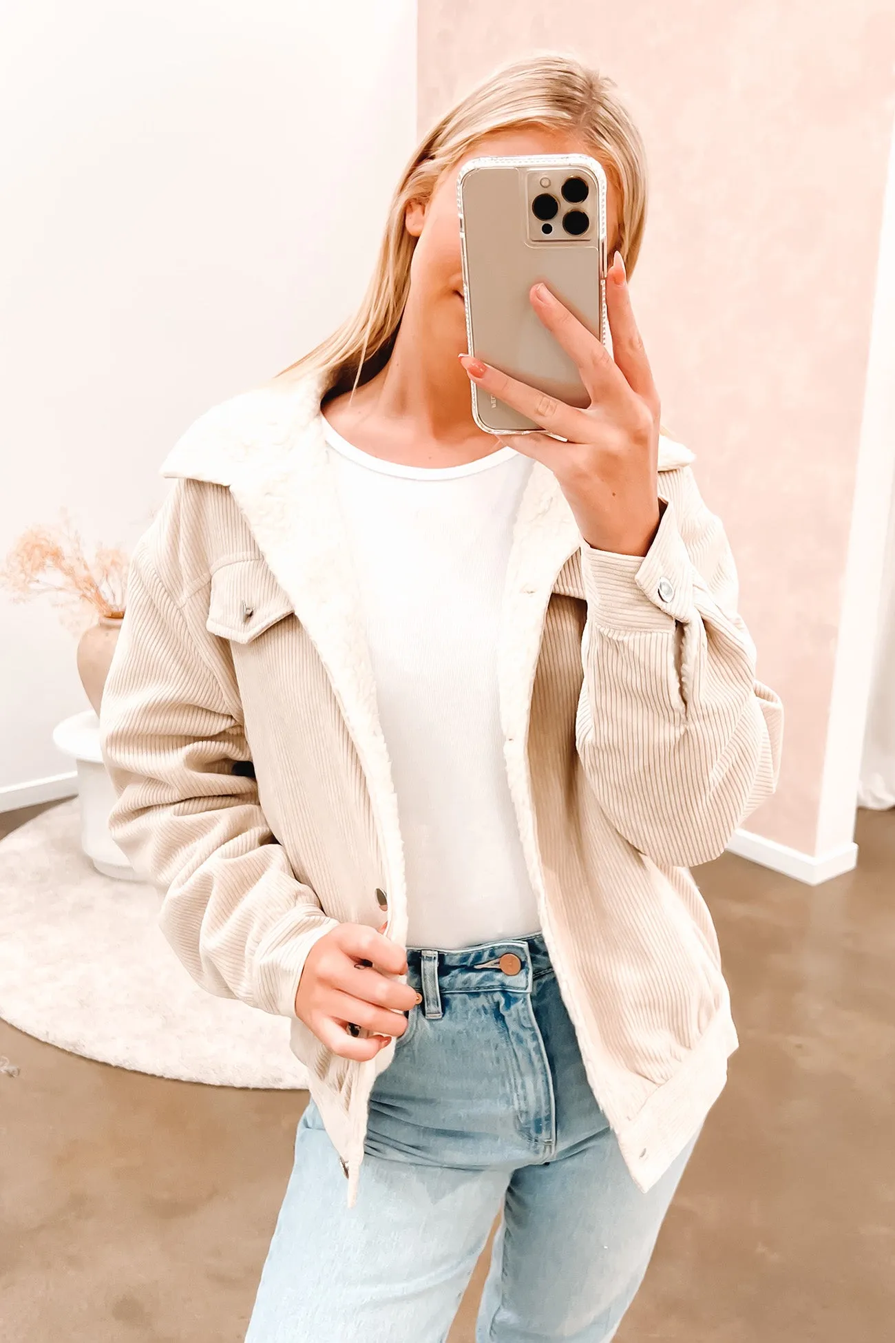 Claudie Cord Jacket Beige