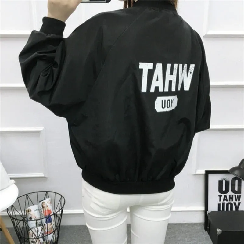 Clown Print Thin Chic Windbreaker Baseball Bomber