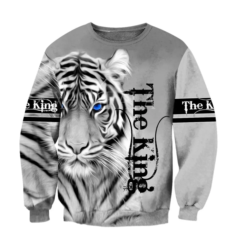 Cool White Tiger 3D All Over Print Hoodie Sweatshirt Zip Pullover