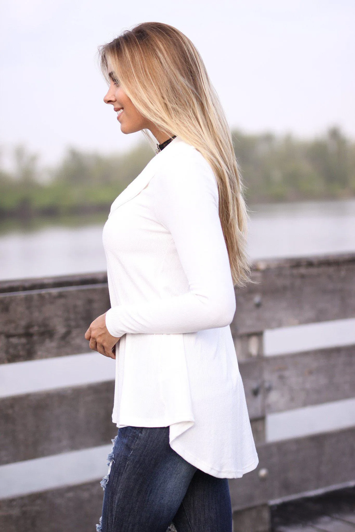 Cream Long Sleeve Cowl Neck Tunic