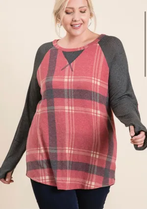 Curvy Plaid Tunic Top