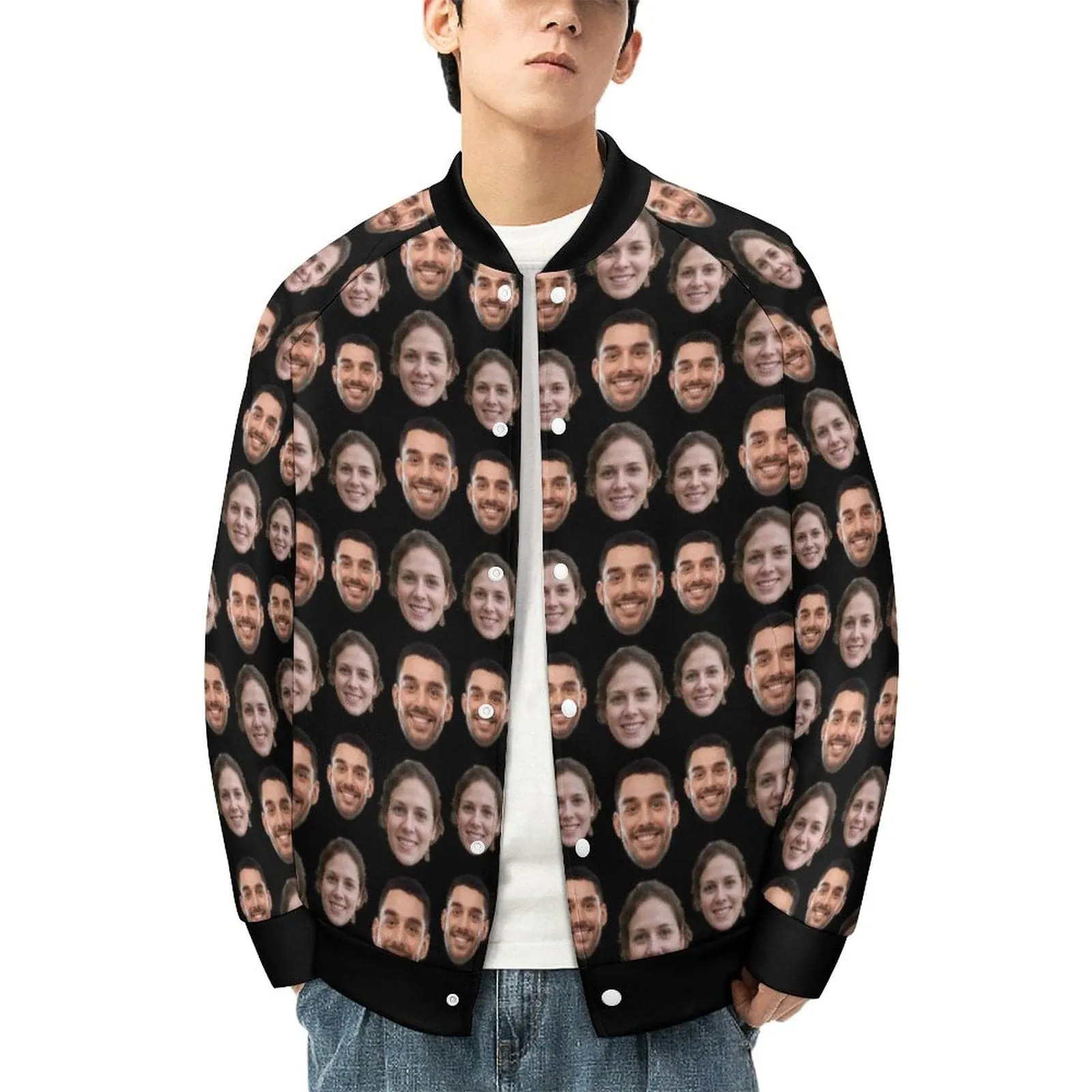 Custom Face Couple Women/Men's Bomber Jacket Unisex Outerwear