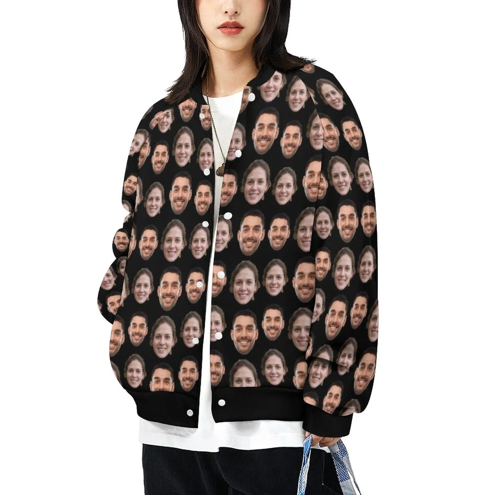 Custom Face Couple Women/Men's Bomber Jacket Unisex Outerwear