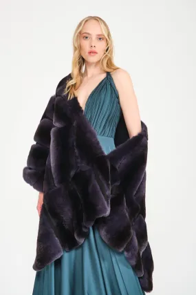 Dark Blue Rex Fur Shawl