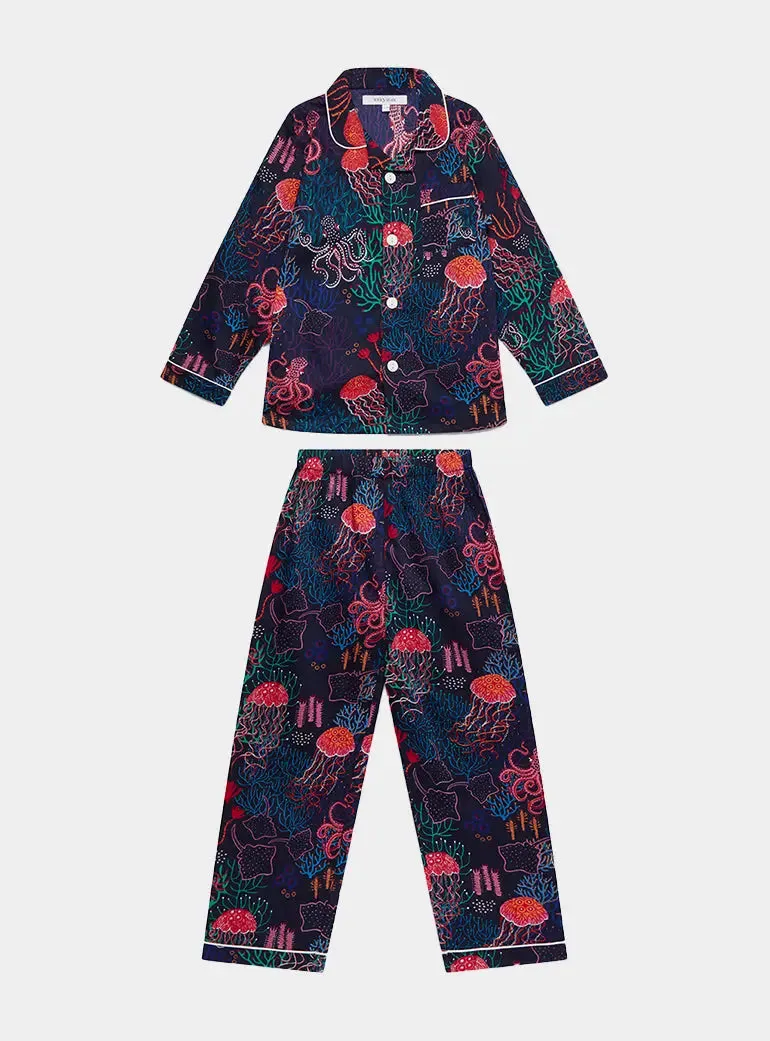 Dark Sea Kid's Organic Cotton Pyjama Trouser Set