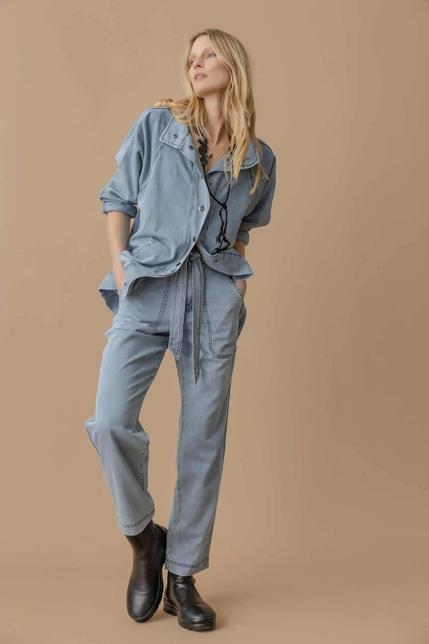 Denim Belted Pant