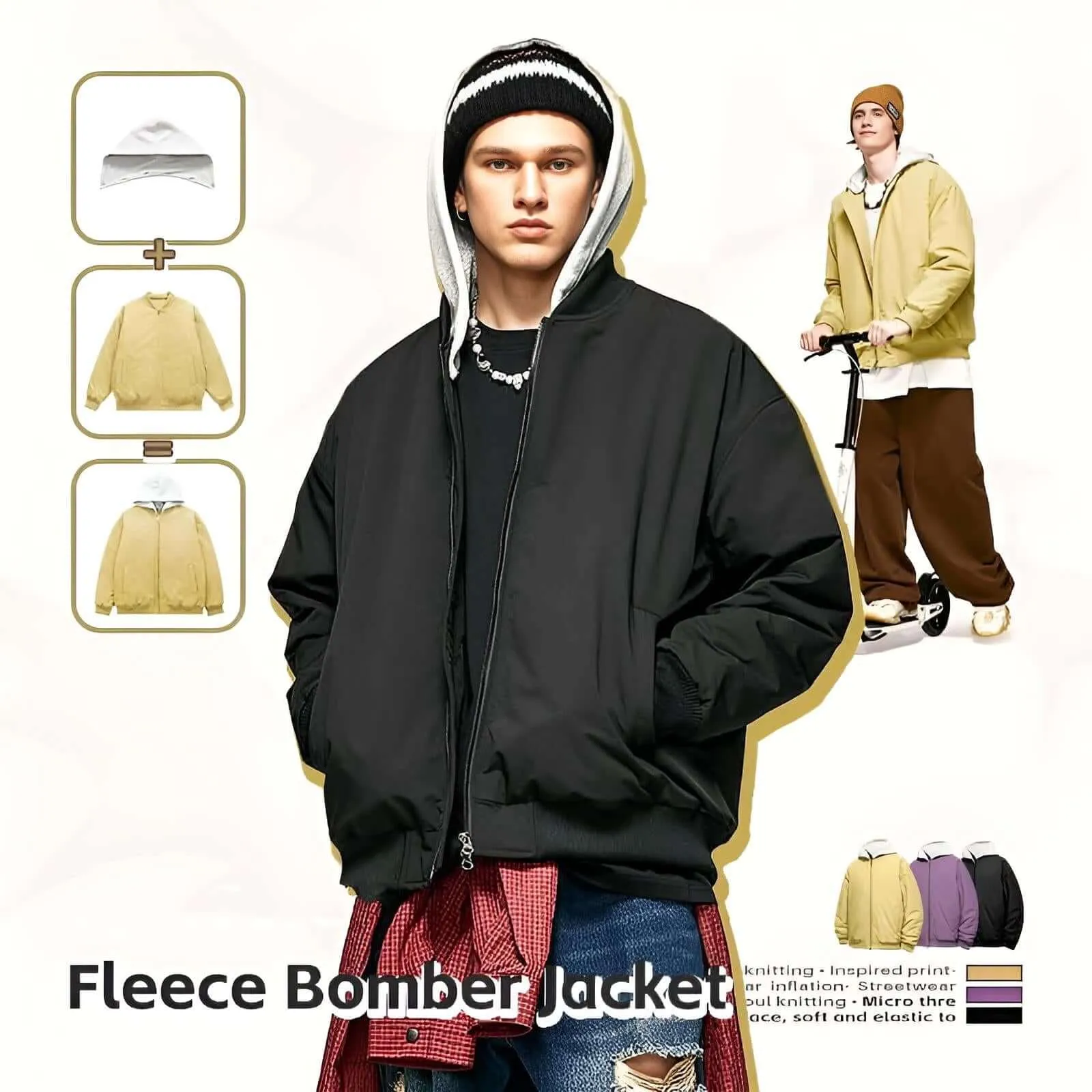 Detachable Hooded Bomber Coats For Men and Women