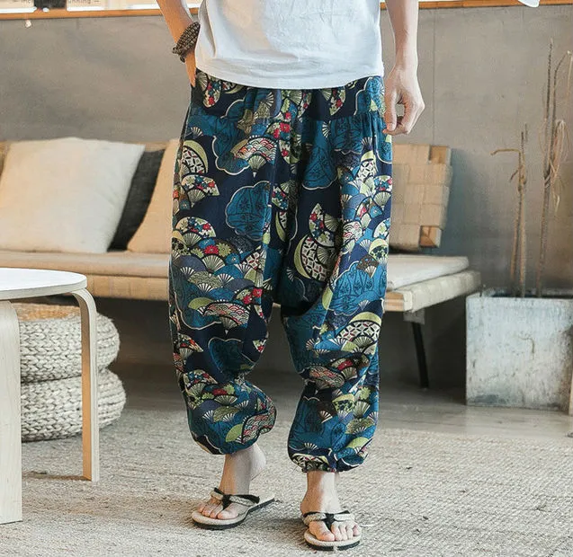 Ethnic Art Pattern Men Cotton Harem Pants