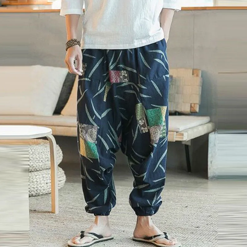 Ethnic Art Pattern Men Cotton Harem Pants