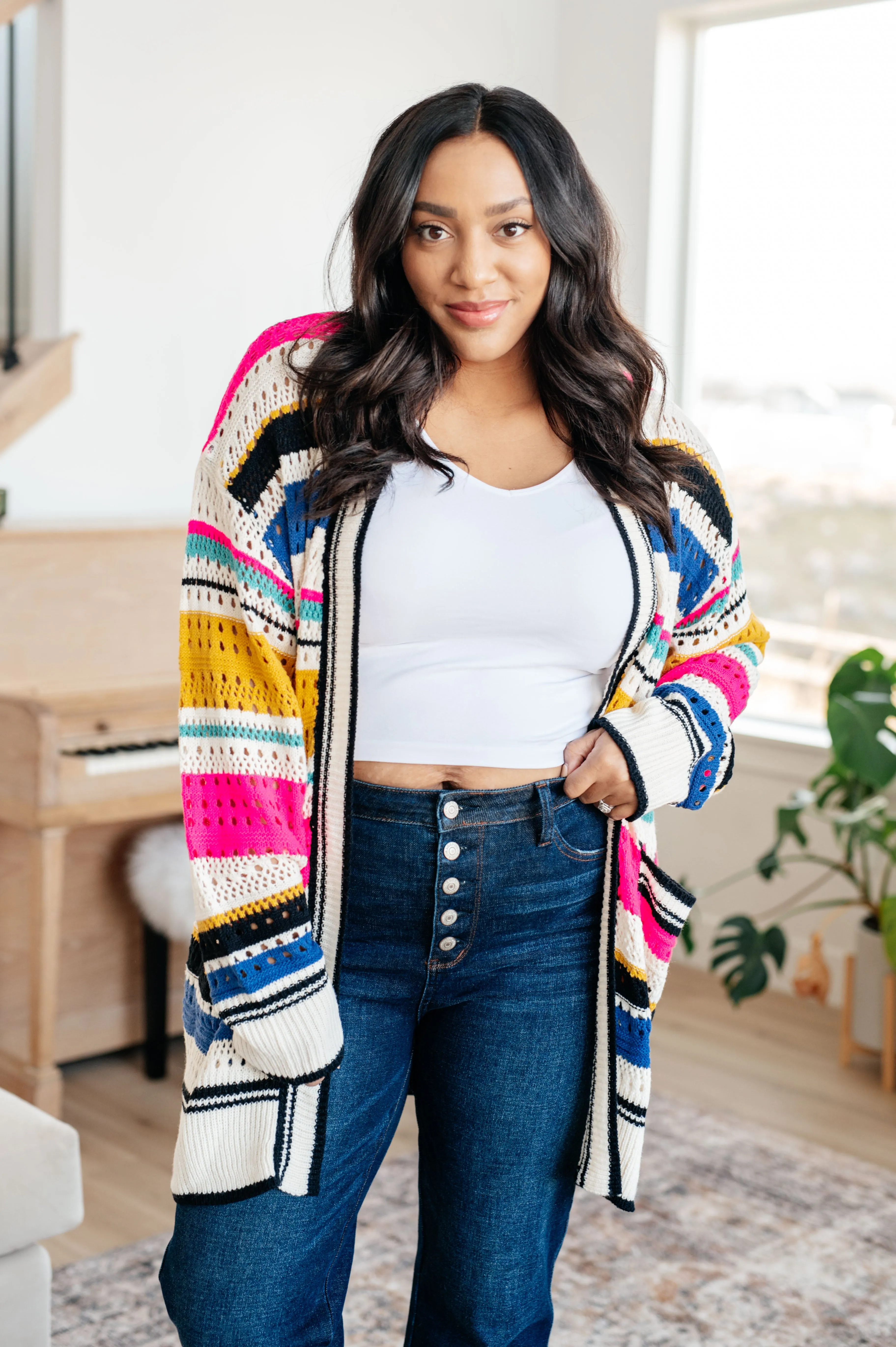 Felt Cute Striped Cardigan - Bibi