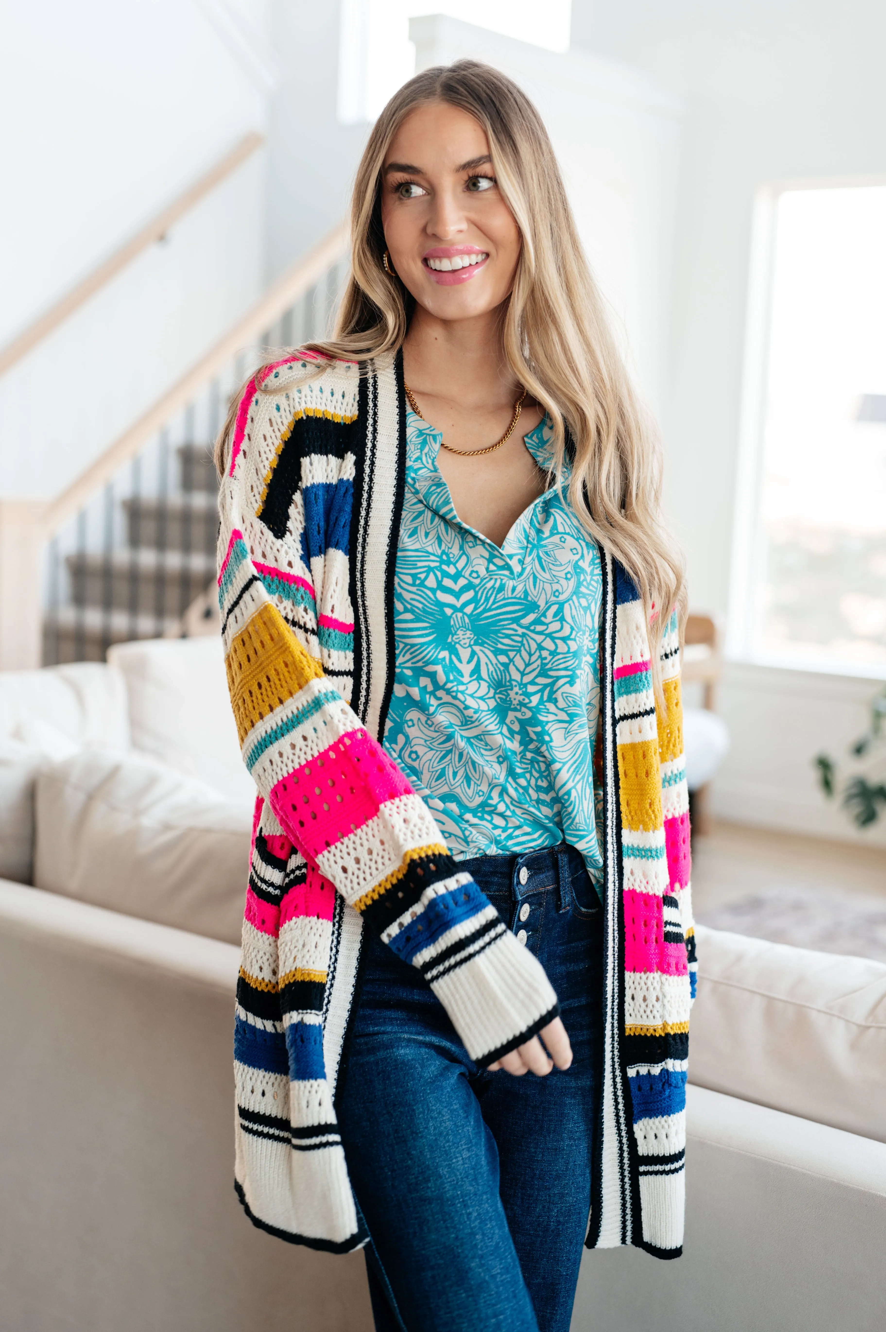 Felt Cute Striped Cardigan - Bibi