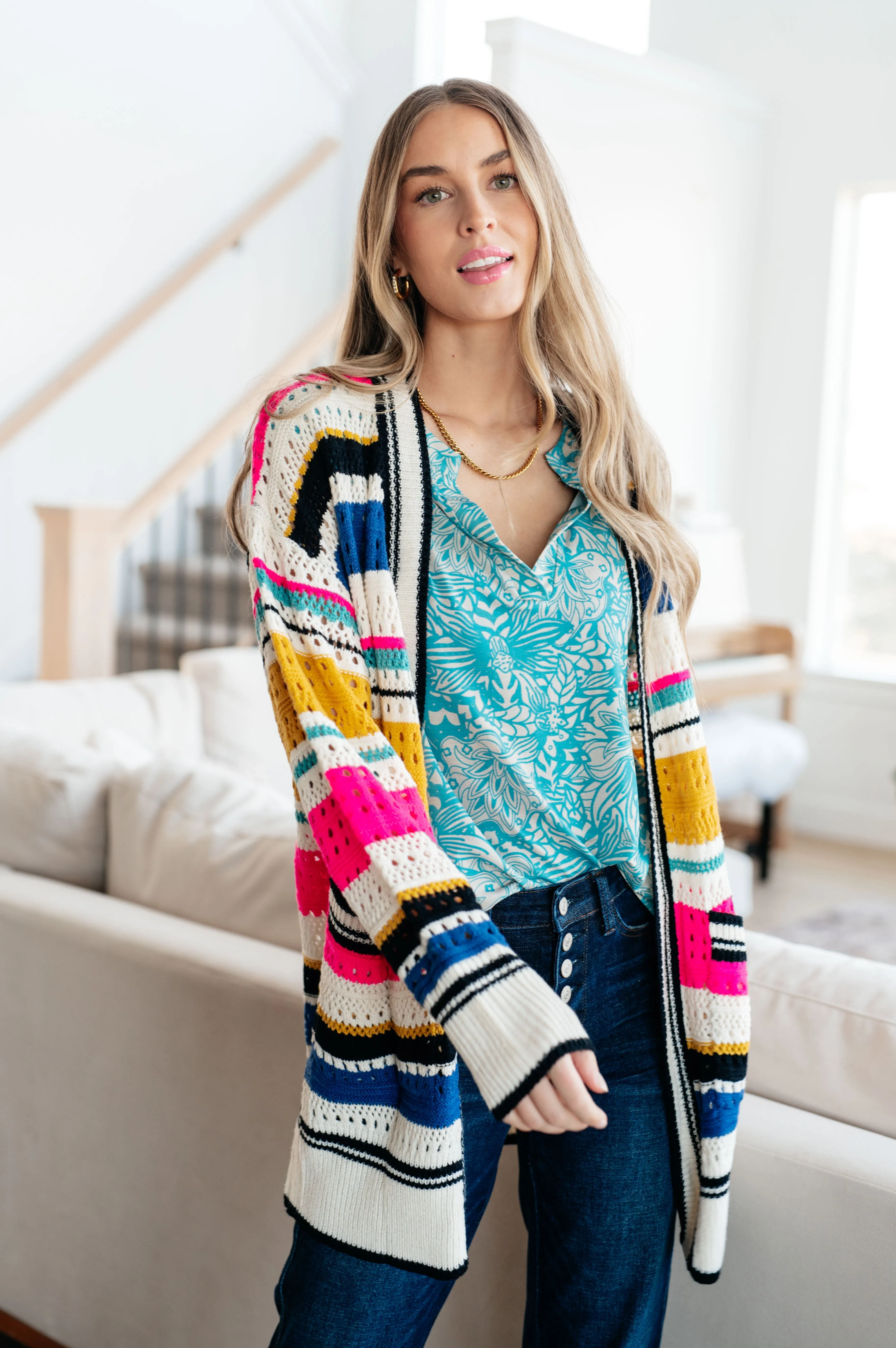 Felt Cute Striped Cardigan - Bibi