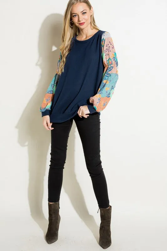 Floral Woven Bubble Puff Sleeve Top