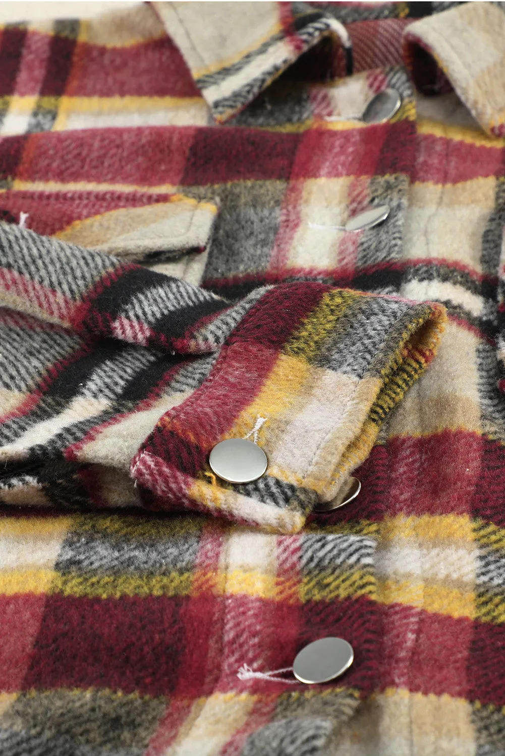 Geometric Plaid Print Pocketed Shirt