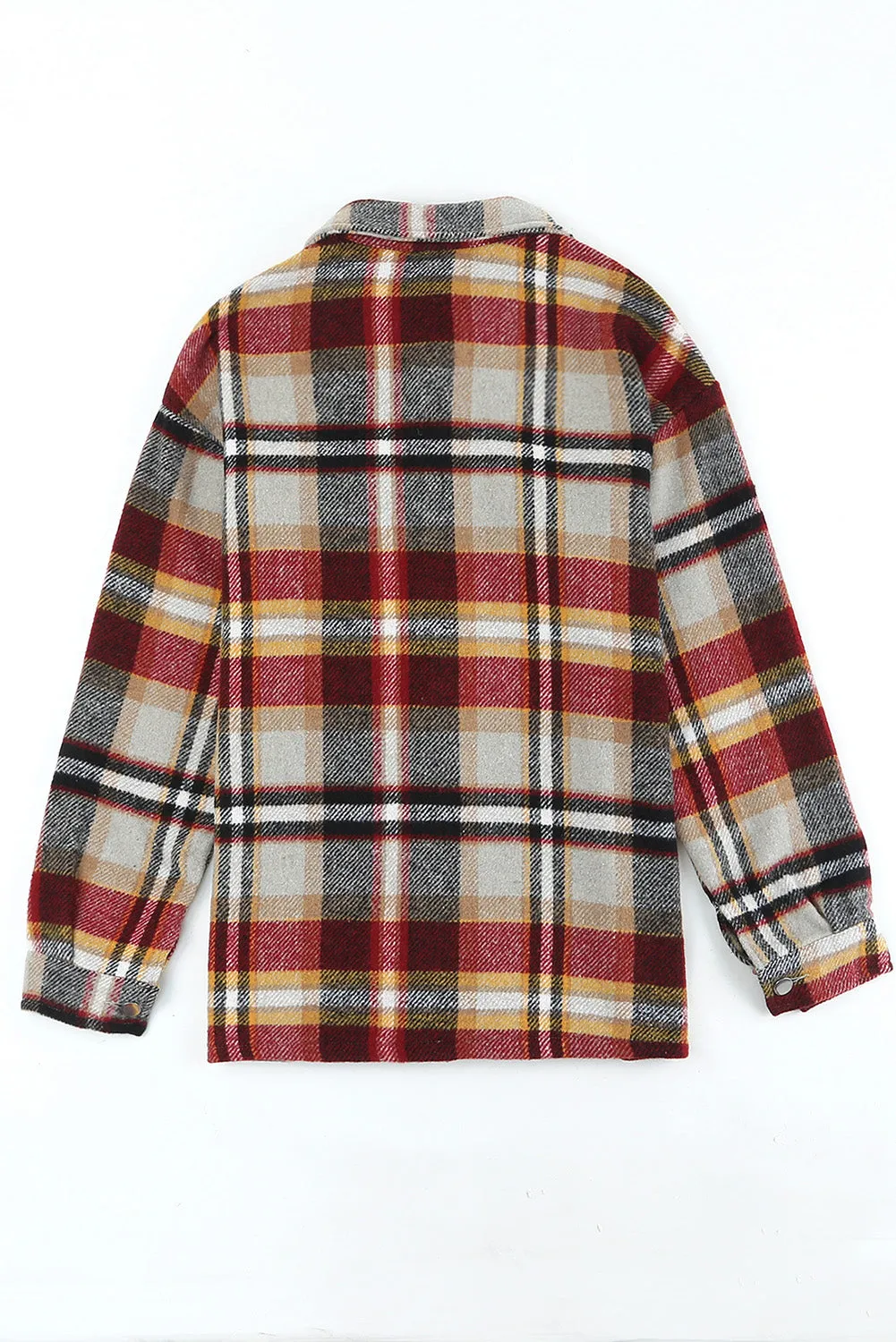 Geometric Plaid Print Pocketed Shirt