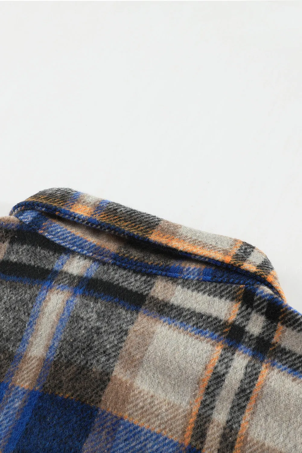 Geometric Plaid Print Pocketed Shirt