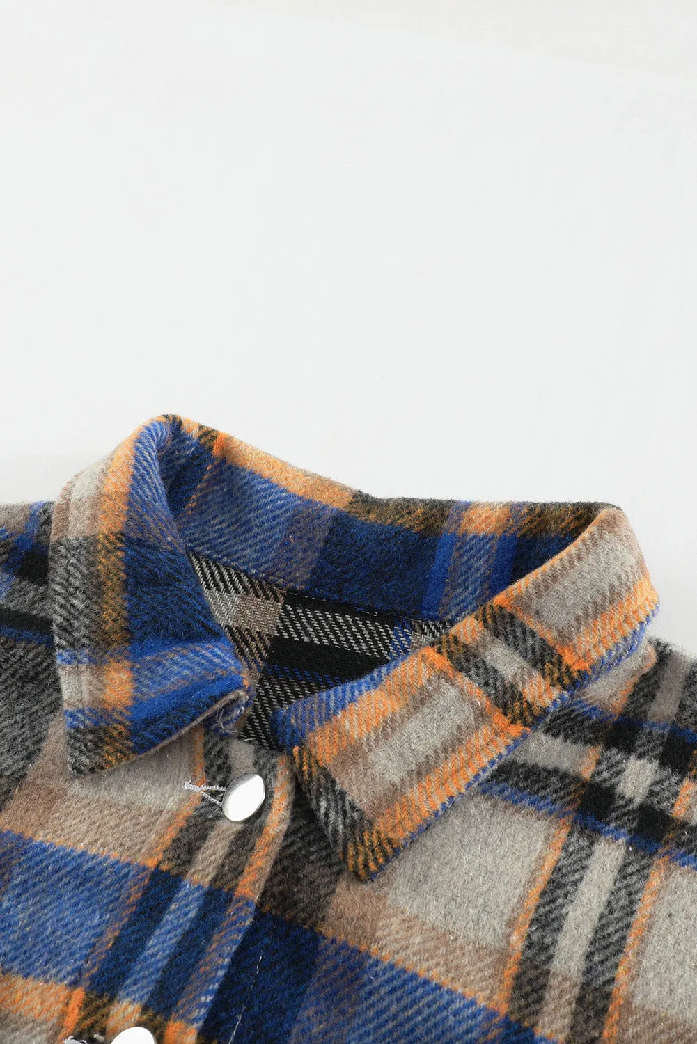 Geometric Plaid Print Pocketed Shirt