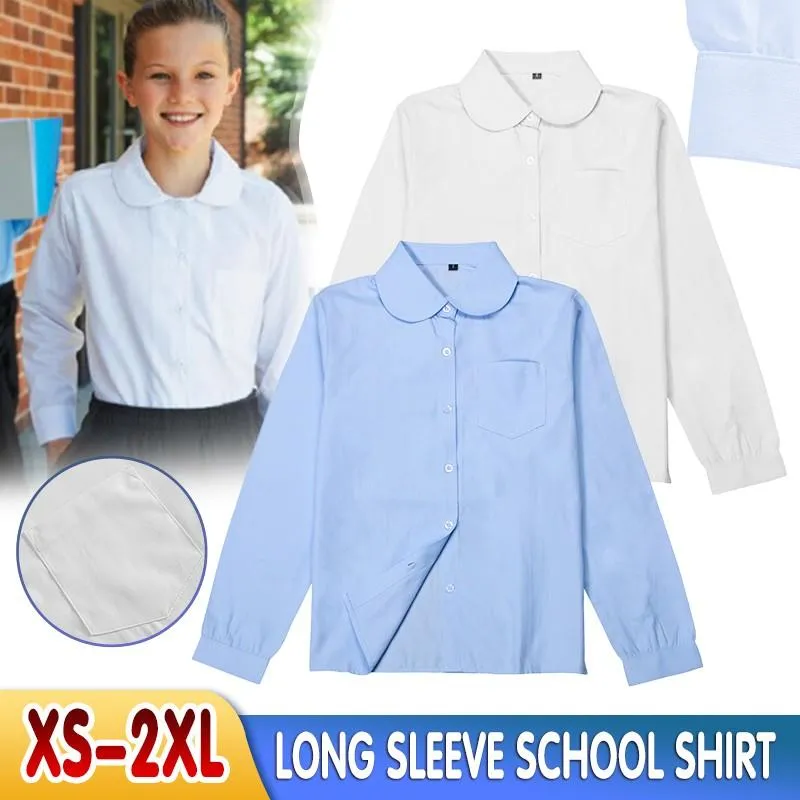 Girls Peter Pan Collar Long Sleeve School Shirts