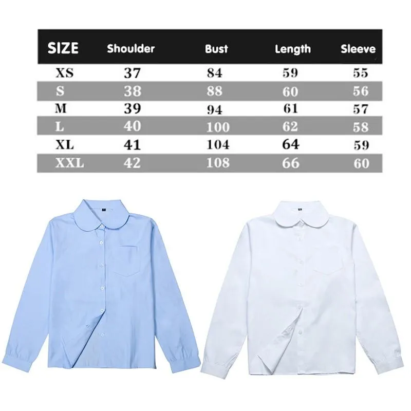 Girls Peter Pan Collar Long Sleeve School Shirts