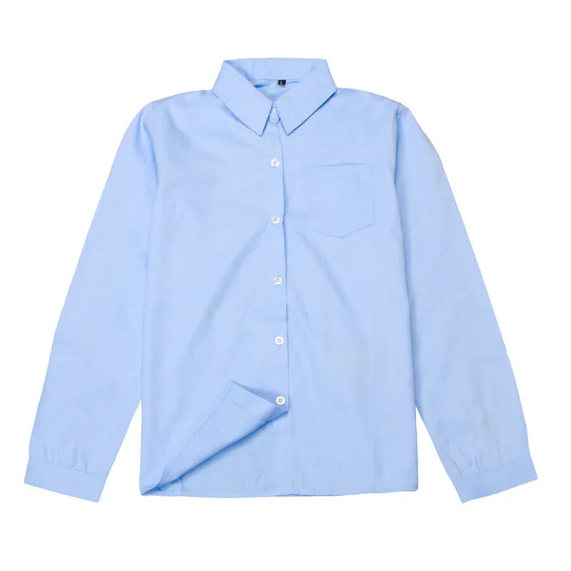 Girls Peter Pan Collar Long Sleeve School Shirts