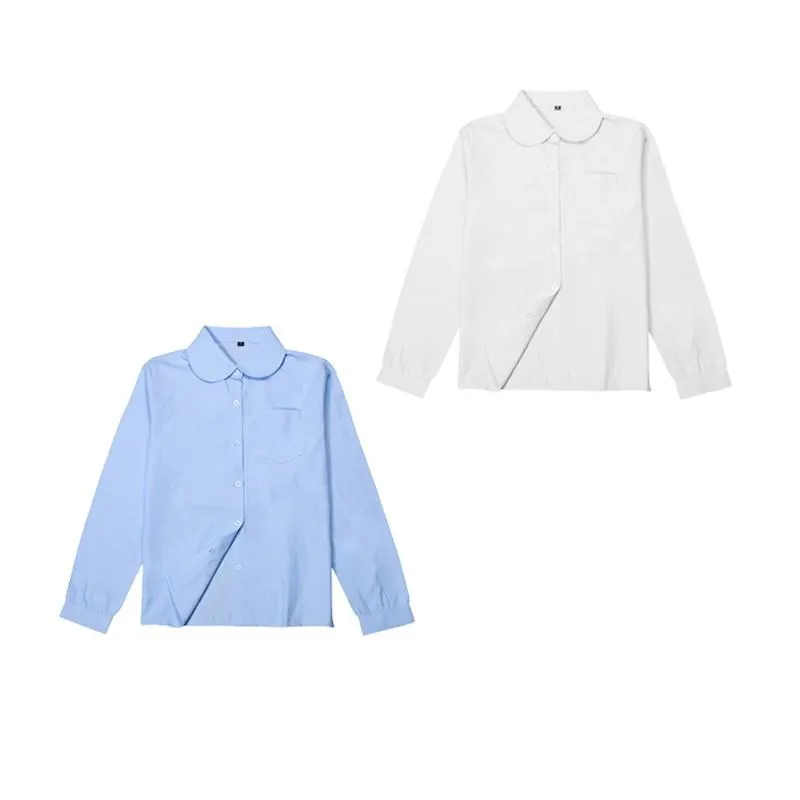 Girls Peter Pan Collar Long Sleeve School Shirts