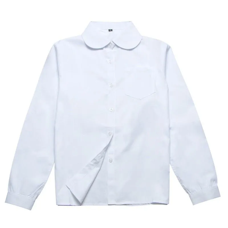 Girls Peter Pan Collar Long Sleeve School Shirts