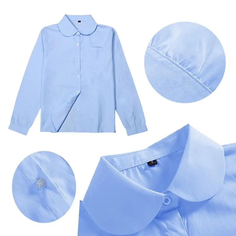 Girls Peter Pan Collar Long Sleeve School Shirts